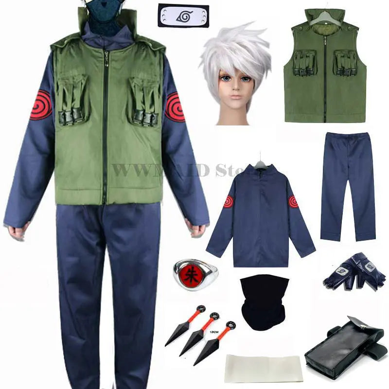Costume cosplay HATAKE KAKASHI di Otaku Family Store Online, dettagliato abbigliamento da ninja cosplay Naruto.