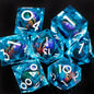 Set di dadi Dragon Eye di Otaku Family Store, dadi a spigoli affilati con nucleo liquido per giochi di ruolo D&D e Pathfinder