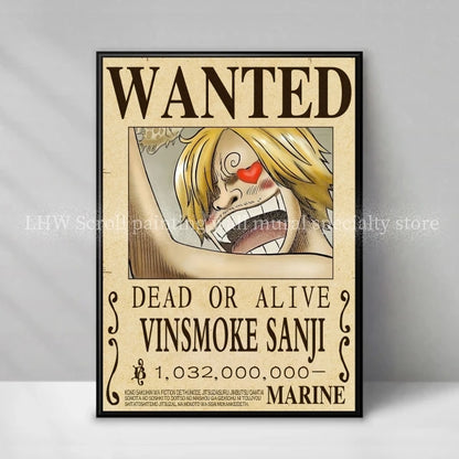 Figura d'azione One Piece Anime Wanted Notice Giallo, decorazione murale di alta qualità, marchio Otaku Family Store Online