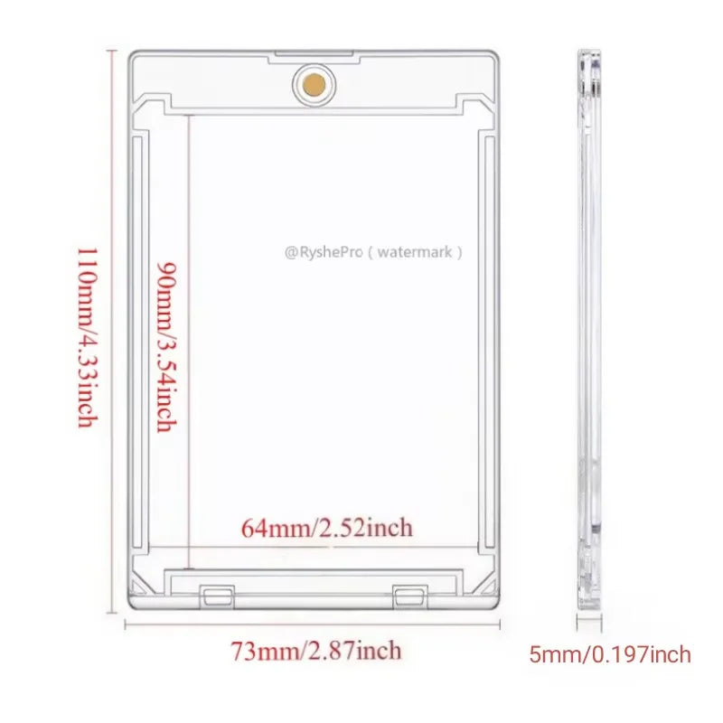 Set di 10 porta carte rigido Top Loader Magnetici 35pt per TCG e sport card, Otaku Family Store Online, immagini delle custodie protettive.