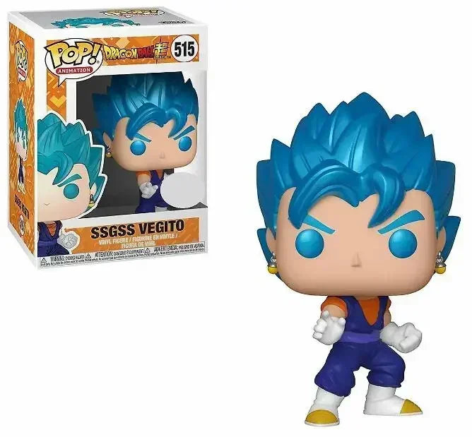 Figurine Funko POP Dragon Ball Z Saiyan Goku, Vegeta, Trunks e Krillin, personaggi anime in stile fumetto.