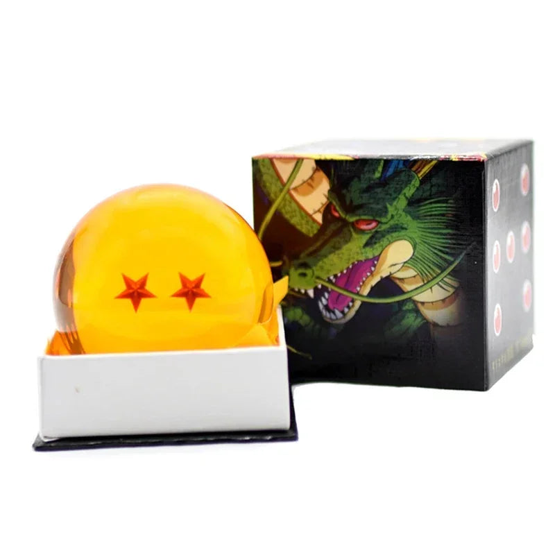 Palla di cristallo Dragon Ball Z in resina, oggetto da cosplay e decorazione da scrivania, con stelle e dettagli colorati.