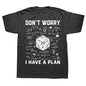 T-shirt "I Have A Plan" con dadi D20, streetwear ispirato a Dungeon Dragon, gadget casual di Otaku Family Store Online