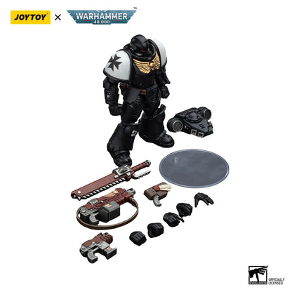 Miniatura Warhammer Brother Valtus Black Templars Outriders di JOYTOY, figura d'azione in scala 1/18, dettagliata e dinamica