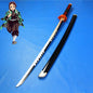 Spada katana Demon Slayer da 41 pollici, cosplay anime ninja, lama dettagliata, impugnatura nera con motivi rossi, perfetta per cosplay