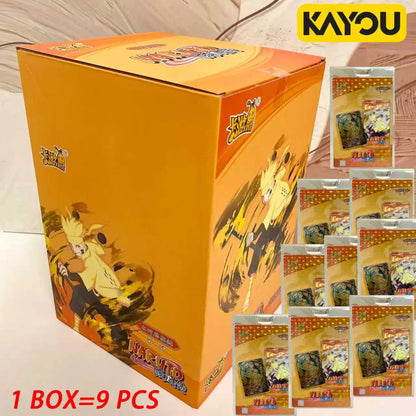 Scatola di carte da collezione Naruto KAYOU Booster Box T2W9 e T4W8 con immagini di personaggi anime Naruto.