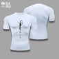 Maglietta compressiva Jin Woo Solo Leveling anime Muscleshirt sportivo nera con dettagli grafici, per allenamento e sport.