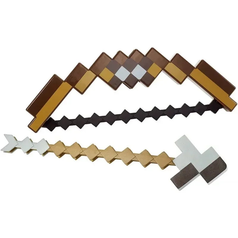 Fucile giocattolo di plastica con frecce per cosplay di MineCraftion, per bambini, con design divertente e colorato, ideale come regalo.