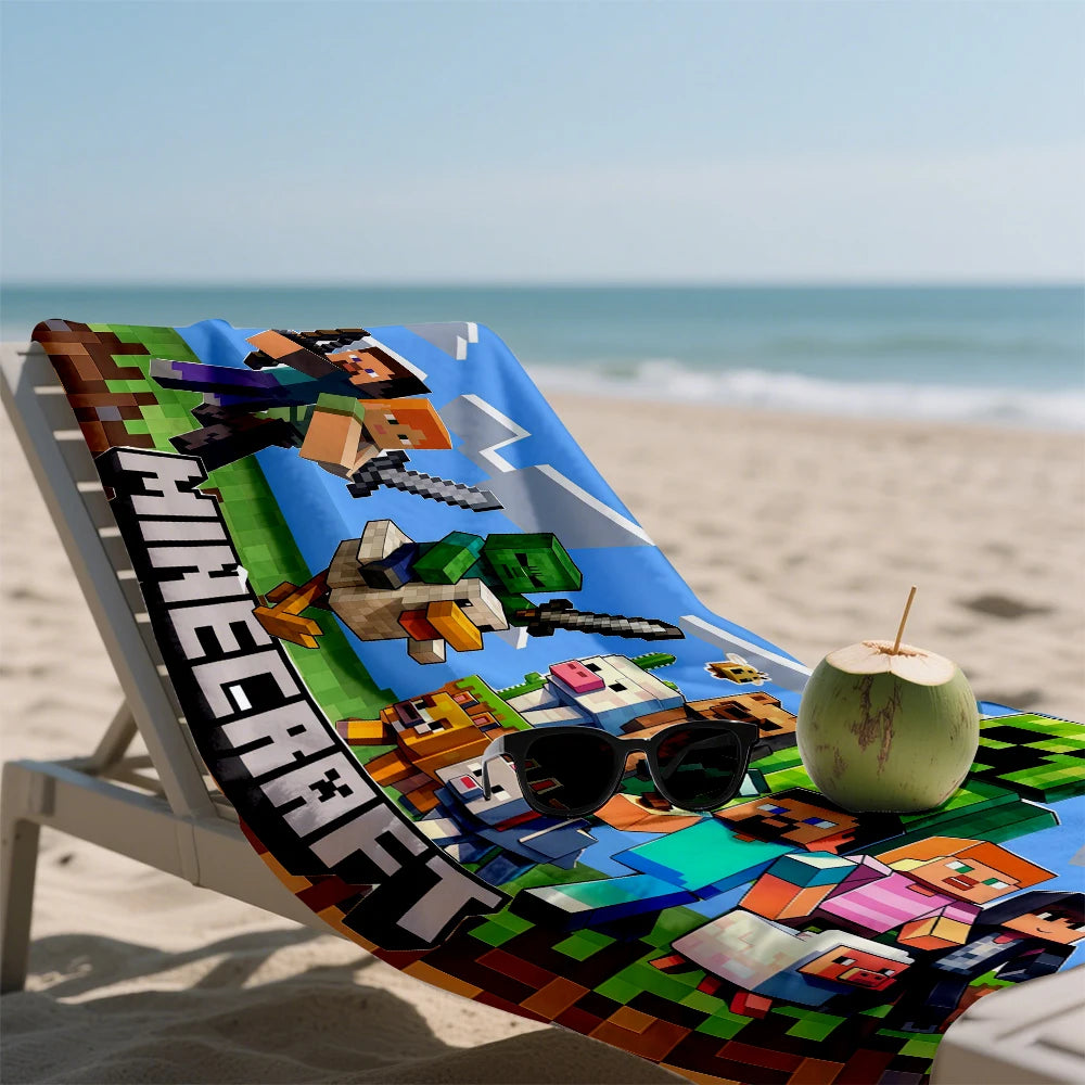 Asciugamano mare Minecraft in microfibra ultra assorbente, gadget colorato con il logo Minecraft, ideale per spiaggia e piscine