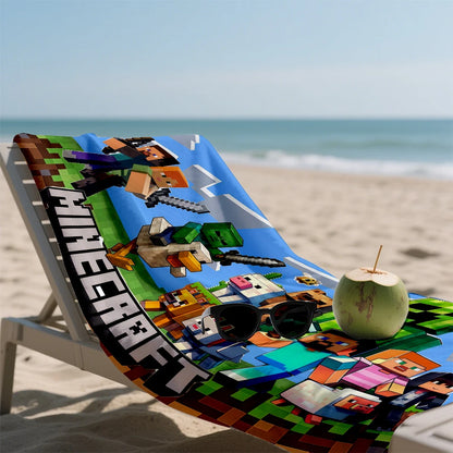Asciugamano mare Minecraft in microfibra ultra assorbente, gadget colorato con il logo Minecraft, ideale per spiaggia e piscine