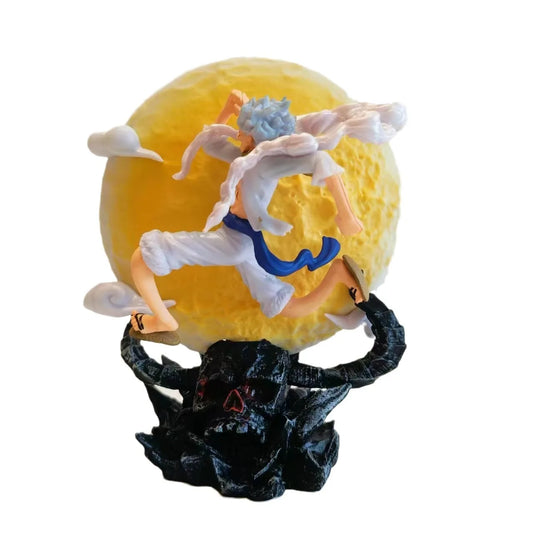 Figura d'azione Monkey D. Luffy Gear 5 "Nika" con luce lunare, altezza 12cm, personaggio dettagliato di Otaku Family Store.