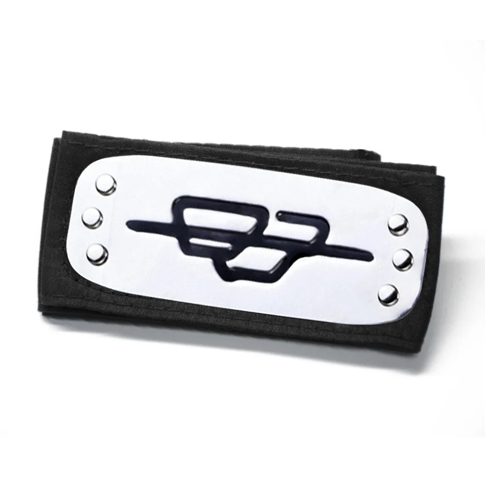 Copricapo Naruto Hitai-ate cosplay, accessorio ninja con simboli, ideale per costumi anime, in stile tradizionale giapponese.