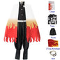Costume cosplay Rengoku Kyojuro Demon Slayer Kimetsu no Yaiba con mantello e parrucca per adulti e bambini, abbigliamento per feste.