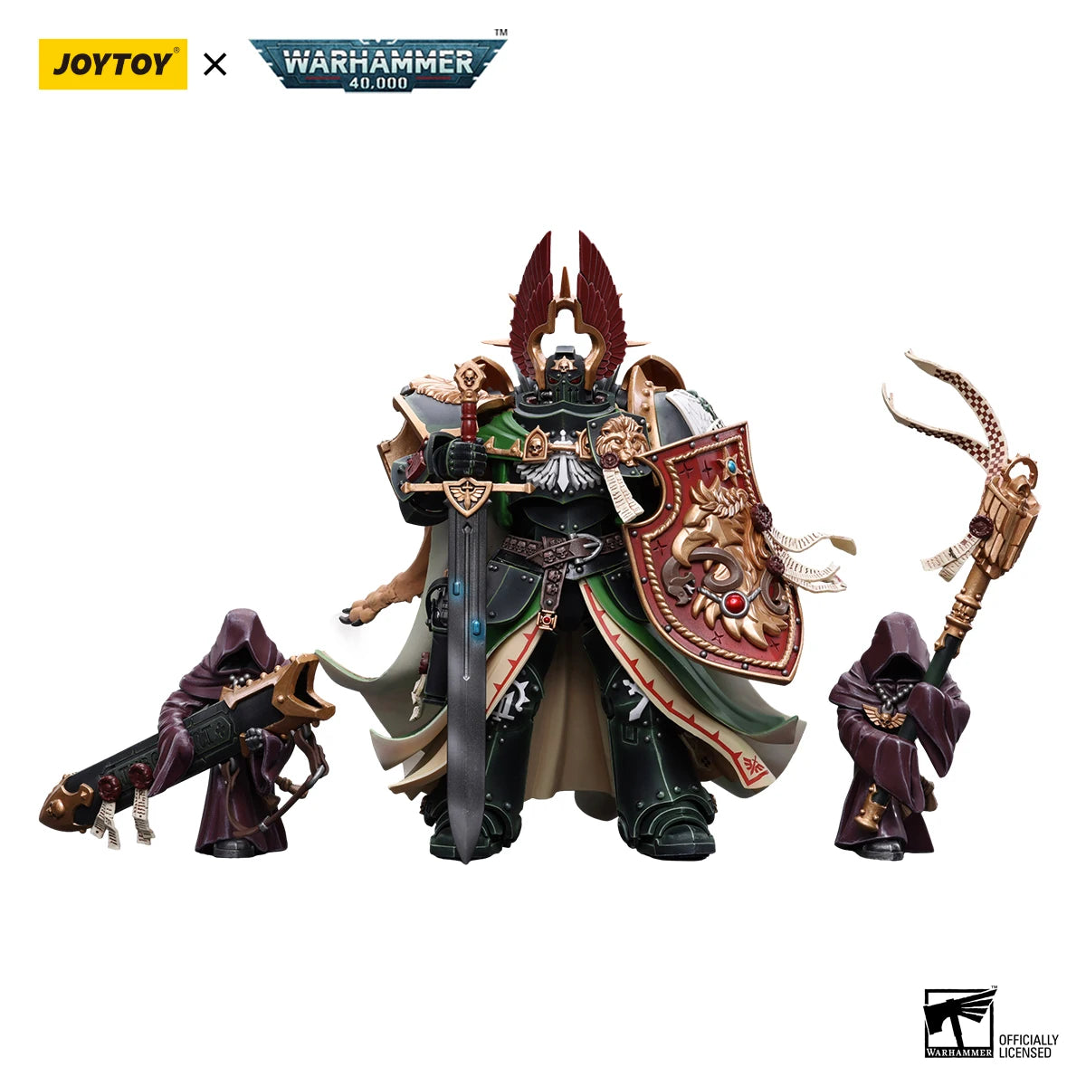 Action figure Warhammer 40k Dark Angels Primarch Lion Jonson in 1/18 scale, dettagliato e posato con armatura e armi