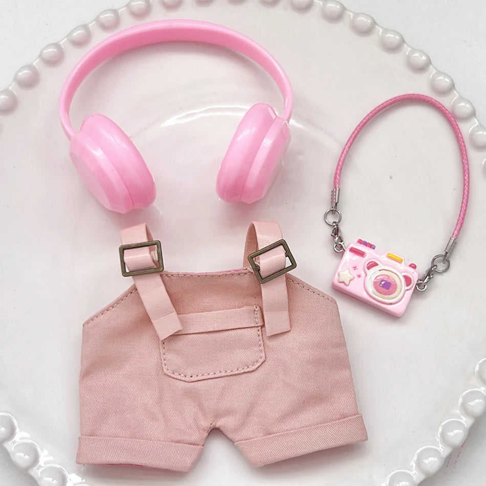 Set di accessori e abbigliamento per bambole Labubu Otaku Family, include vestiti, scarpe, cuffie e testa per giochi e collezioni