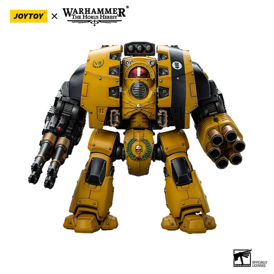 Miniatura Warhammer Horus Heresy Imperial Fists Leviathan Dreadnought con cannone Cyclonic Melta Lance e Storm Cannon, dettagli realistici