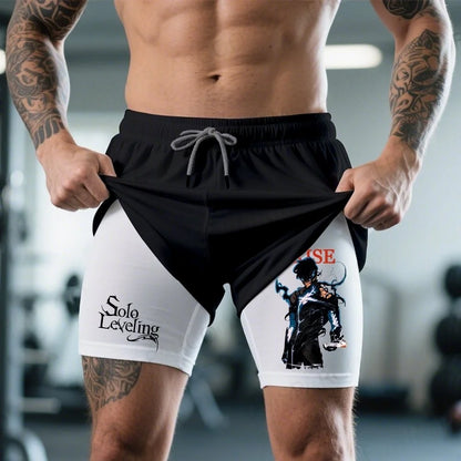 Gadget short ufficiali Solo Leveling Y2K Summer Streetwear, design colorato con immagini di personaggi, stile estivo e casual.