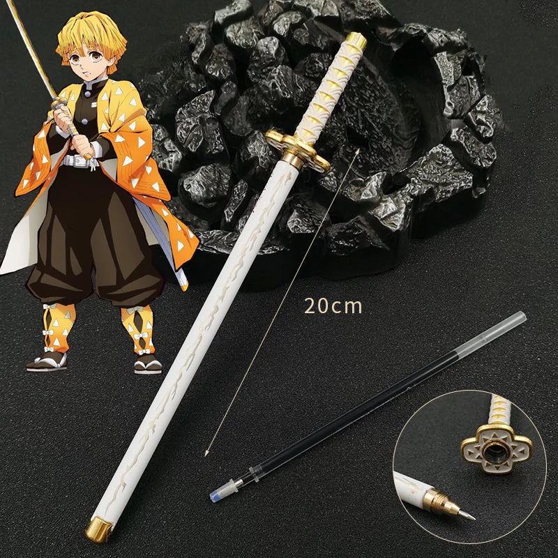 Penna gel Demon Slayer, stile giapponese anime, con refil nero 0.5mm, gadget cosplay, ideali come regalo per studenti e appassionati.