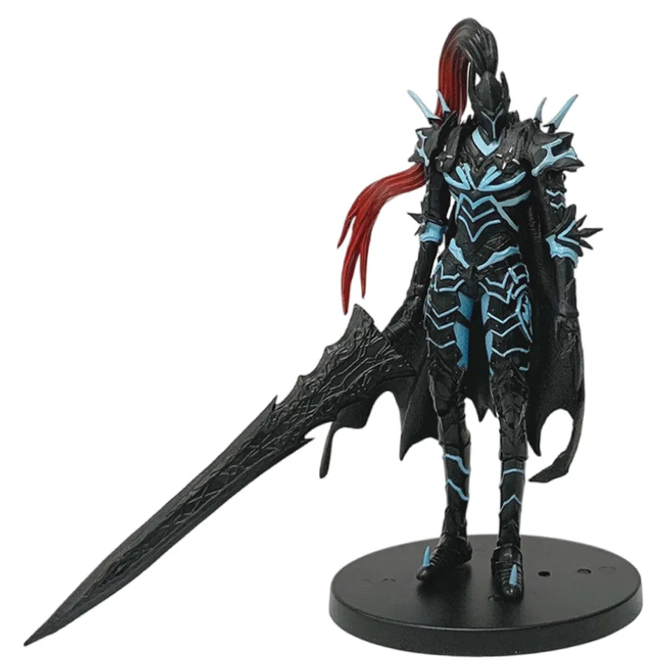 Action figure Knight Commander Igris – Blood Shadow della Shadow Legion, dettagliata figura da collezione, in posa con armatura scura e spade.
