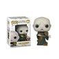 Funko Pop di personaggi di Harry Potter, tra cui Hermione, Ron, Malfoy, Dumbledore, Hedwig e Fawkes, in stile collezionabile.