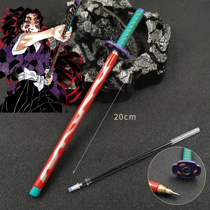 Penna gel modello Demon Slayer Japan anime con refillo nero da 0,5mm, gadget cosplay spada per studenti e appassionati Otaku.