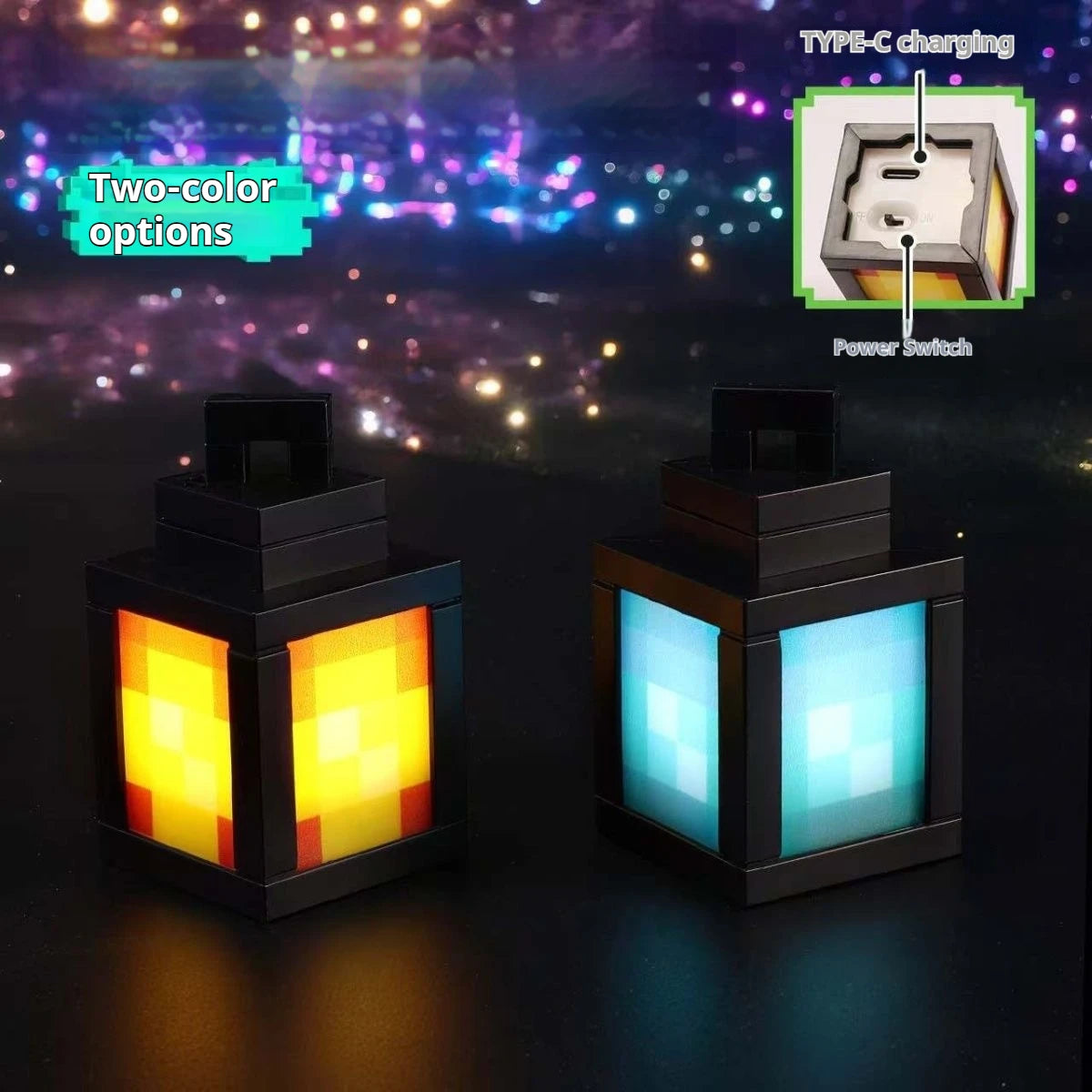 Portachiavi a forma di lanterna Minecraft con luci LED, gadget portatile e decorativo per zaini, ideale per appassionati di giochi.