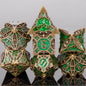 Set di 7 dadi poliedrici in metallo per giochi di ruolo D&D, gadget della collezione mista Otaku Family Store Online.
