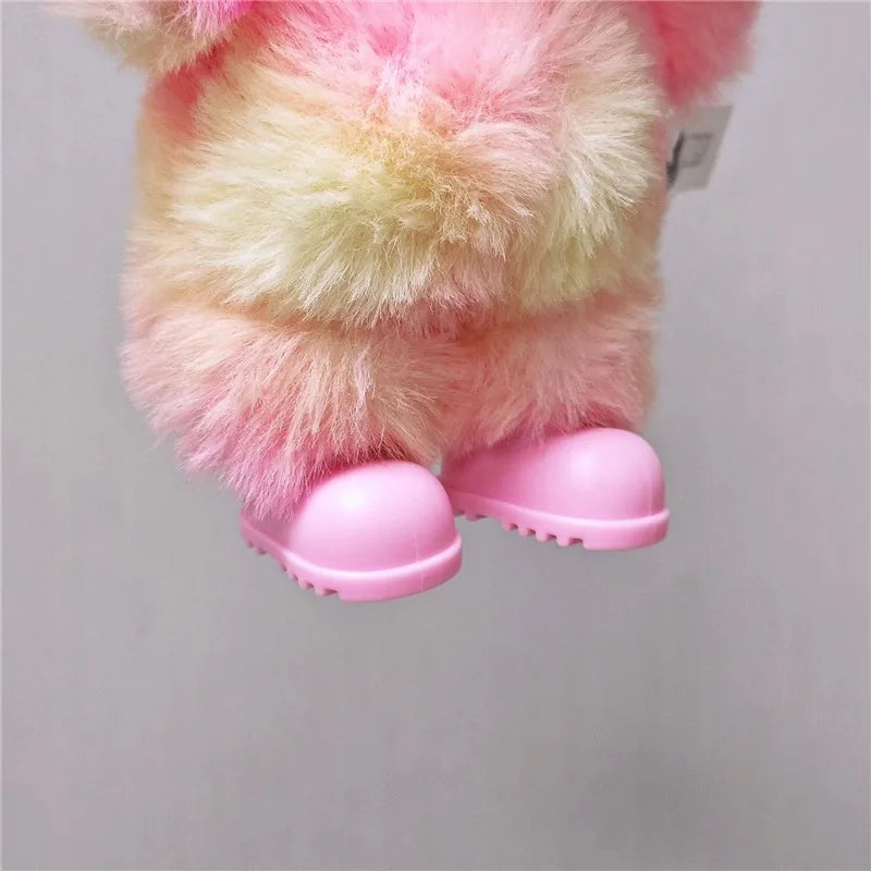 Vestito invernale con cappuccio e cappello per bambola Labubu, giacca imbottita con fodera in fleece, colore nero e dettagli realistici