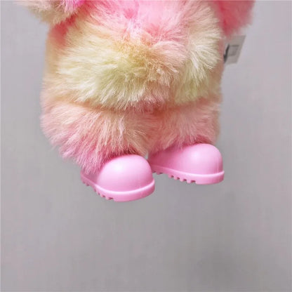 Vestito invernale con cappuccio e cappello per bambola Labubu, giacca imbottita con fodera in fleece, colore nero e dettagli realistici