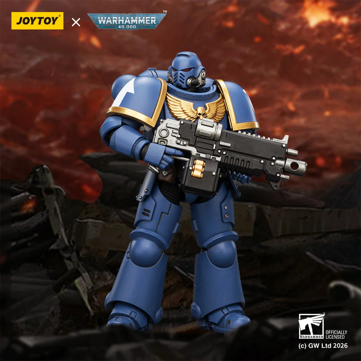 Action figure Ultramarines Intercessor Warhammer 40K in stile anime, modello 1/18, di alta qualità, ideale come regalo.