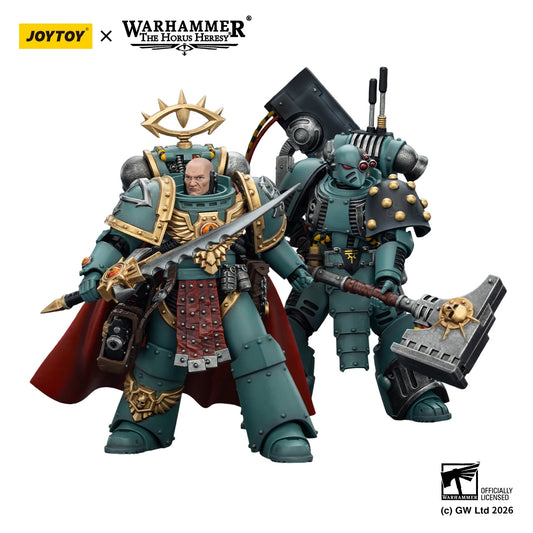 Action figure Warhammer 40K Sons of Horus Tybalt Marr Siege Breaker, figura d'azione in scala 1/18, dettagliata e in posa, modello Otaku Family Store