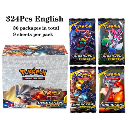 Lotto di 36 buste di carte Pokémon TCG Otaku Family Store, display box con 324 carte, set completo visibile in immagine