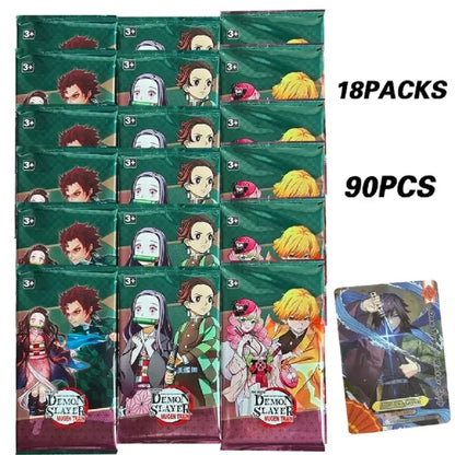 Carte da collezione Demon Slayer Mugen Train, Tanjirou e Nezuko, rare e ultra, con illustrazioni dettagliate dei personaggi.