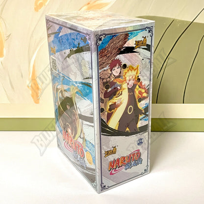 Carte da gioco Naruto TCG Chapter of the Ninja di Otaku Family Store, scatola con carte rare e aperta, immagini di carte illustrate.