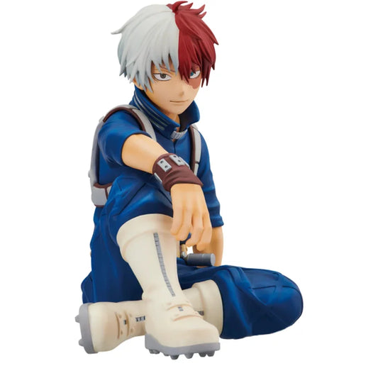 Figura d'azione My Hero Academia con Midoriya Izuku, Todoroki Shouto e Bakugou Katsuki, dettagli vivaci e posizioni dinamiche