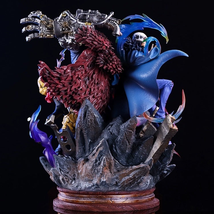 Figura d'azione One Piece Luffy e Trafalgar Law, 20 cm, in PVC, con dettagli realistici e posizioni dinamiche.
