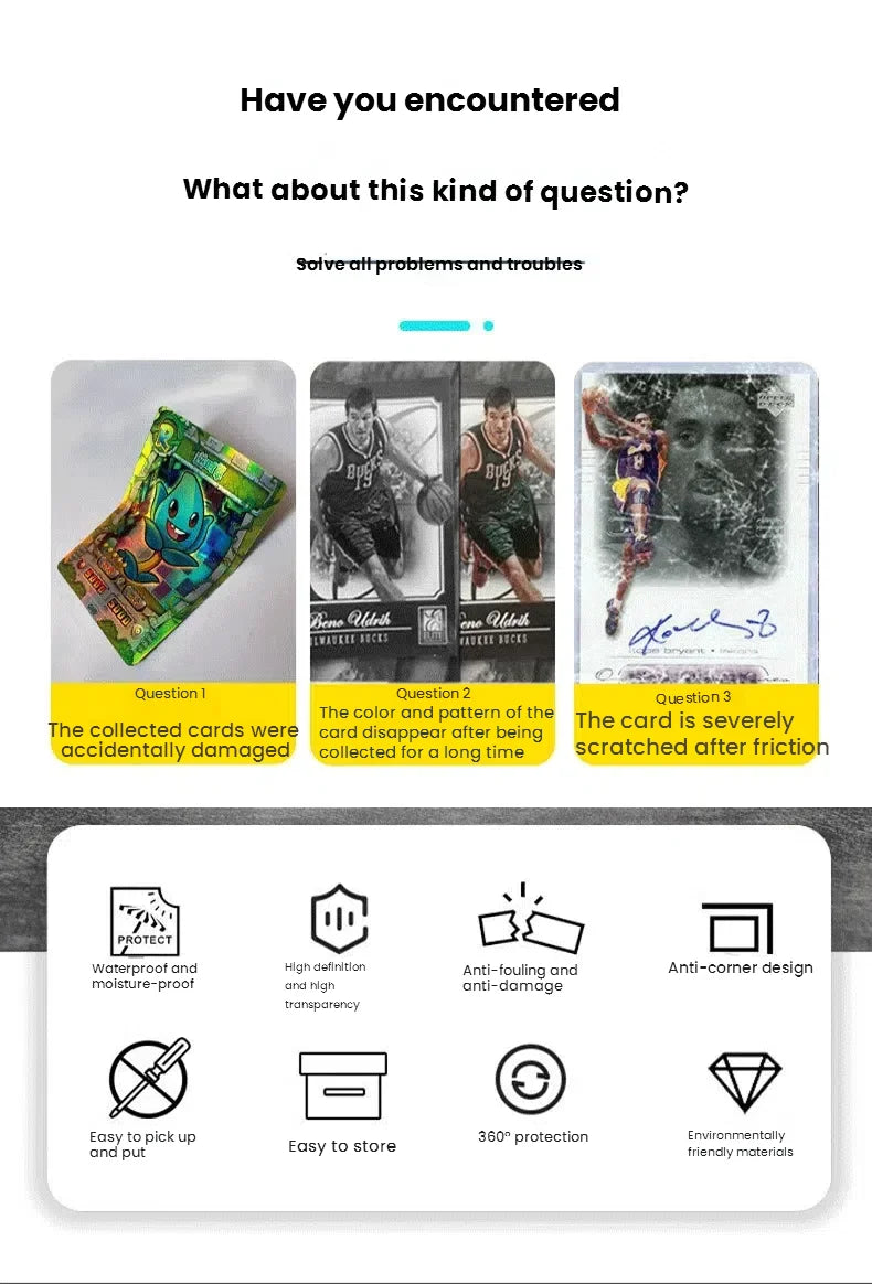 Custodie trasparenti per carte da gioco, 100-600 pezzi, protezione rigida e morbida, con film protettivo, per carte Pokémon e Football.