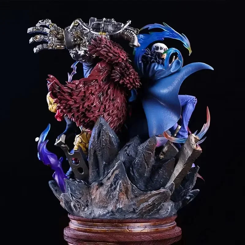 Figura d'azione One Piece di Luffy e Trafalgar Law, 20 cm, in PVC, dettagliata e con pose dinamiche.