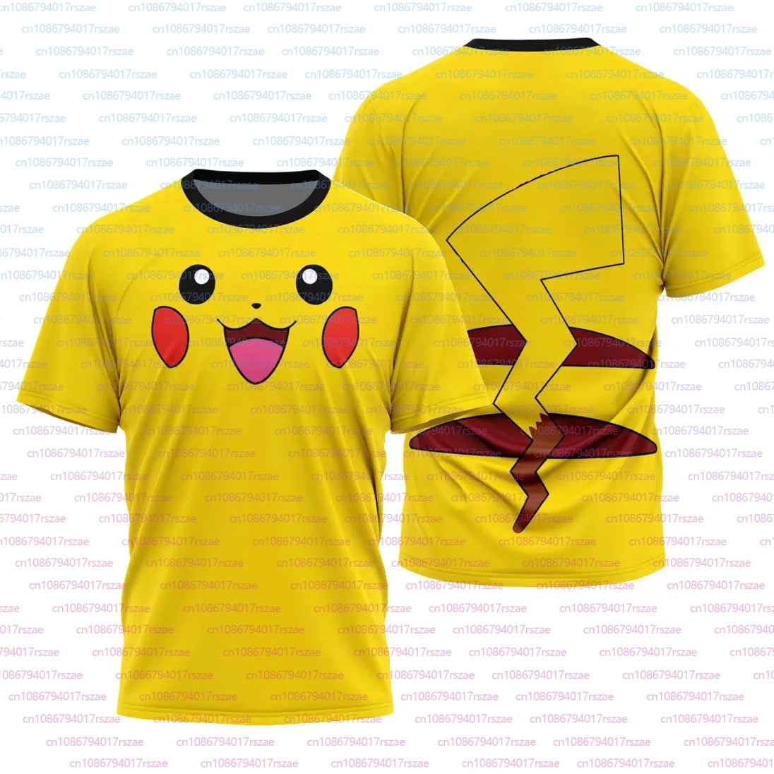 Maglietta Pokémon Pikachu e Snorlax, gadget anime giapponese, con stampe di Pikachu e Snorlax sul fronte, tessuto morbido e comodo.