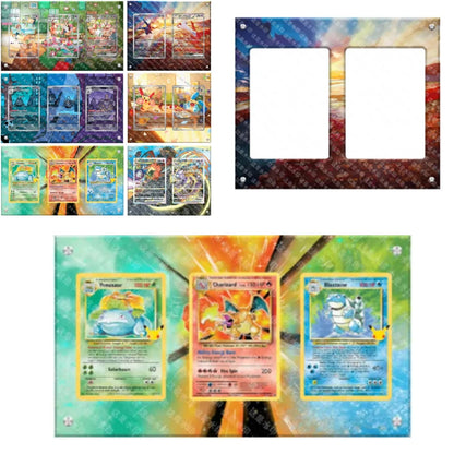 Carte Pokémon Latias, Charizard e Mewtwo in stile anime con supporto da collezione Otaku Family Shop Online.