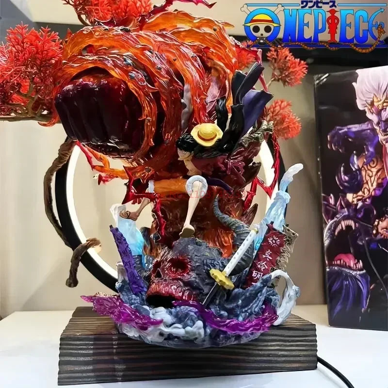 Figura d'azione Rufy — Yehuo Lufei Model, 23 cm, con luci LED, dettagli vivaci e posa dinamica.