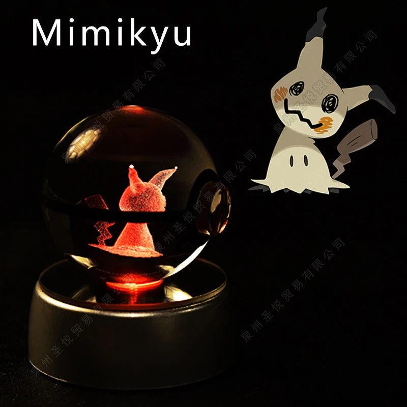 Lámpara night light Pokémon Crystal Ball con Pikachu, Gengar e Mewtwo 3D, gadget Otaku Family Shop Online, illuminazione decorativa