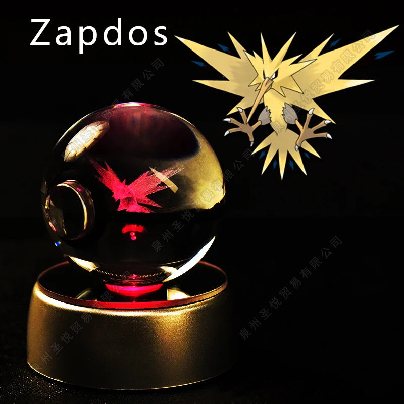 Lampada notturna gadget Pokémon Crystal Ball con Pikachu, Gengar e Mewtwo in 3D, luce decorativa per fan dei Pokémon.