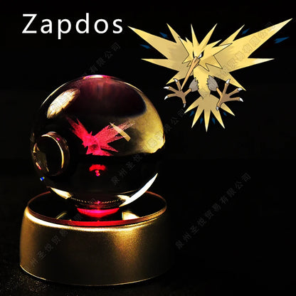 Lampada notturna gadget Pokémon Crystal Ball con Pikachu, Gengar e Mewtwo in 3D, luce decorativa per fan dei Pokémon.