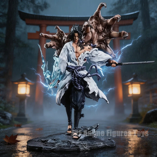Figura d'azione Sasuke Uchiha del franchise Naruto, marca Bandai, in scala 1/6, con dettagli realistici e posa dinamica