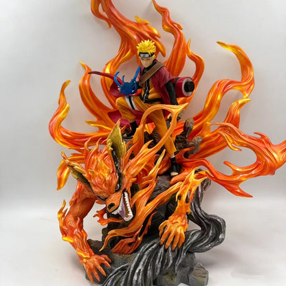 Figura d'azione Naruto Sennin Mode e Kurama, alta 41 cm, con dettagli realistici e posizioni dinamiche, marca Otaku Family Store.