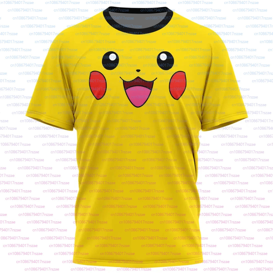 T-shirt Pokémon con Pikachu e Snorlax, gadget anime giapponese, con immagini colorate di Pocket Monster, marca Otaku Family Store.