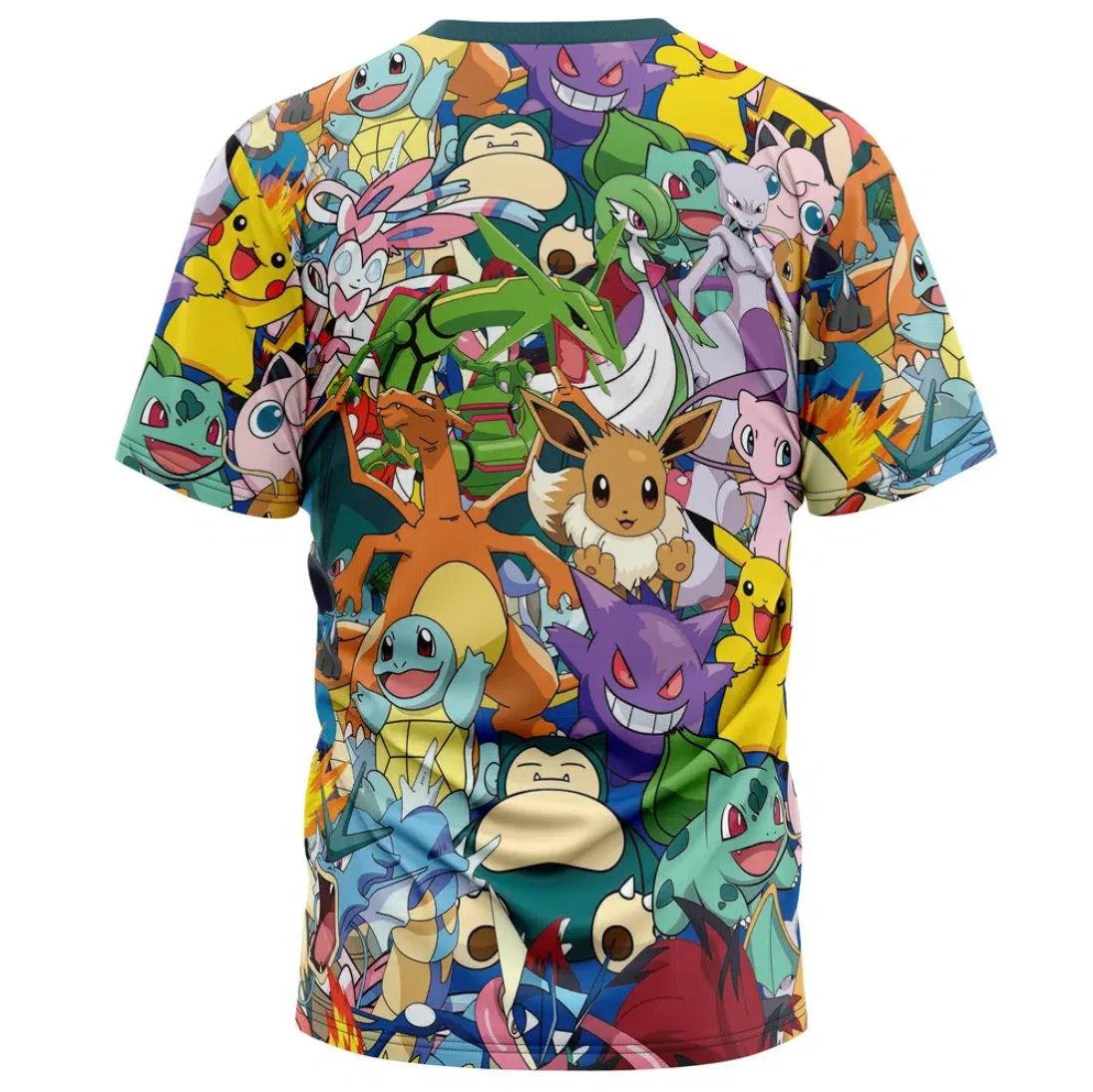 T-shirt Pokémon Pikachu e Snorlax, gadget anime giapponese, con illustrazione colorata di Pikachu e Snorlax su tessuto morbido.