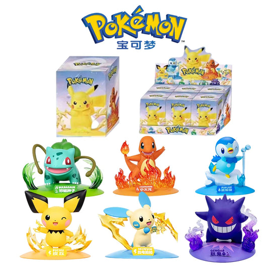 Bambola Pikachu di Pokémon in scatola a sorpresa, gadget anime Otaku Family, decorazione da scrivania, regalo per bambini