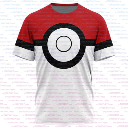 Maglietta Pokémon Pikachu e Snorlax, gadget anime giapponese, con stampe colorate di Pikachu e Snorlax su cotone bianco.